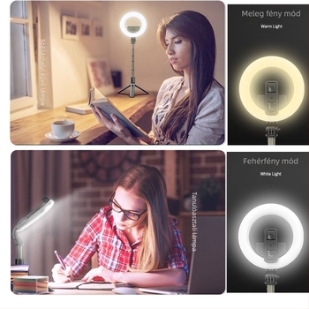 L07 Kézben tartott élő közvetítésre készült világító sminkfény Bluetooth távirányítóval, Selfie bot – rozsdamentes acél