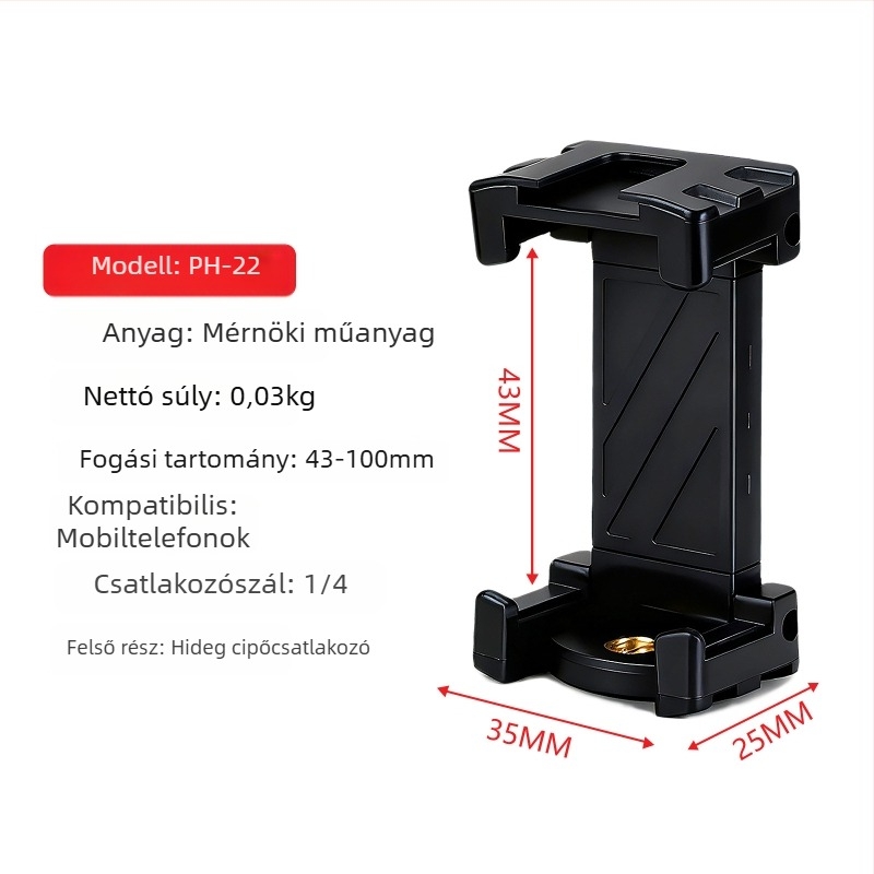 PH-22 Univerzális asztali telefon-tartó, vízszintes és függőleges rögzítés, rezgéscsillapító stabilizátor