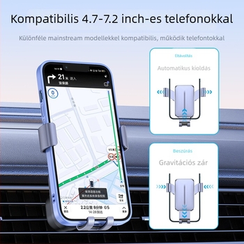 Autóba szerelhető telefon-tartó gravitációs rögzítéssel, alumíniumötvözetből, légkivezető nyílásra, Jiiker JK-611
