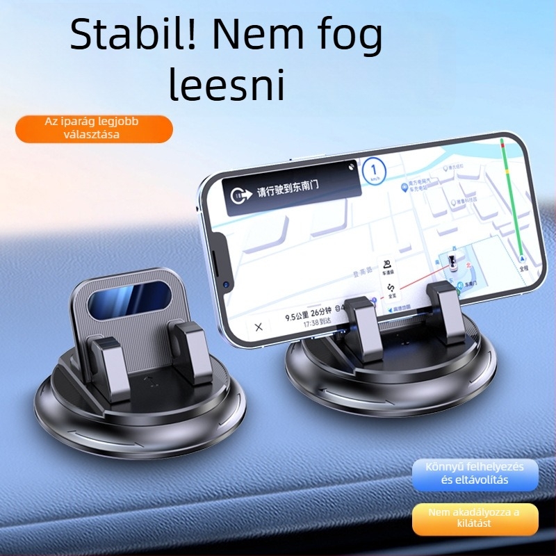 Autótelefon-tartó – forgatható, ABS anyagú, rezgéscsillapító, univerzális a műszerfalon