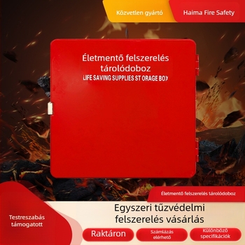 Üvegszálas életmentő eszközök tároló szekrénye átlátszó ajtóval