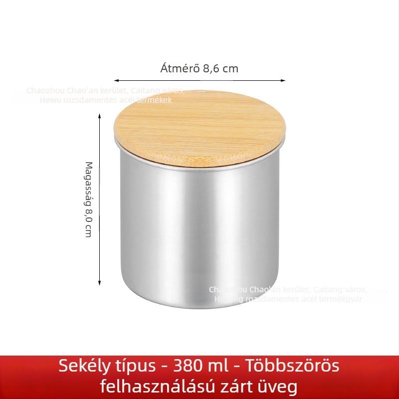 304 rozsdamentes acélból készült zárható tárolóedény kávébabok és tea számára, nedvességálló, kerek formájú, 301–500 ml