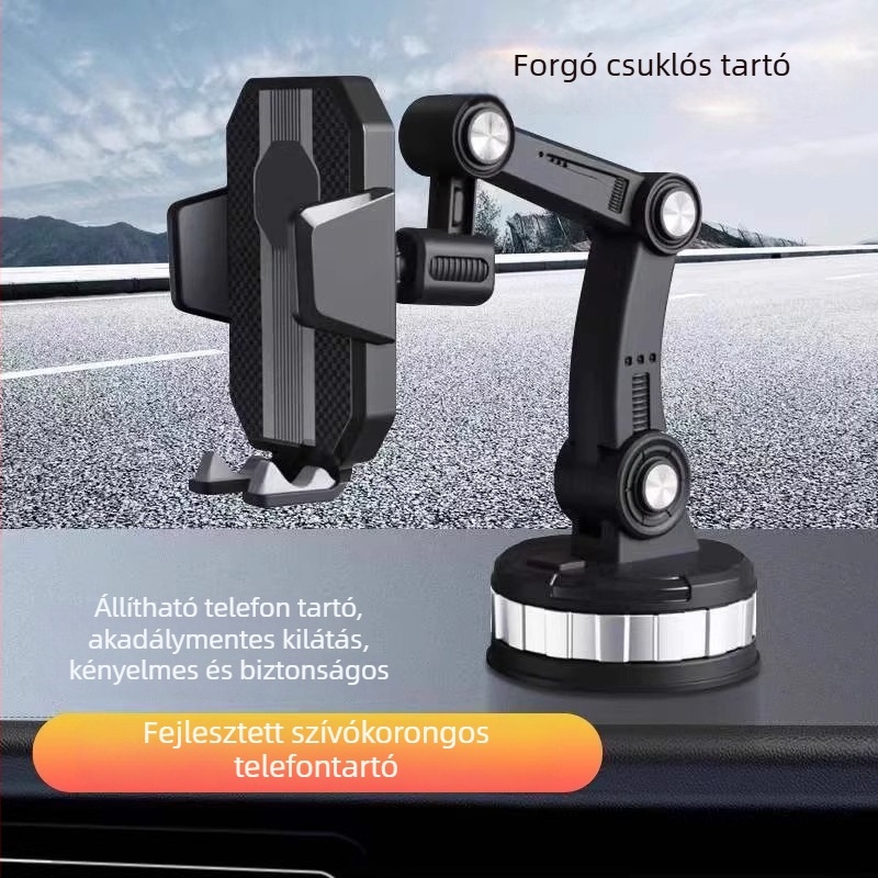 Autótelefon-tartó vákuumcsészével – műszerfalra, univerzális navigációhoz
