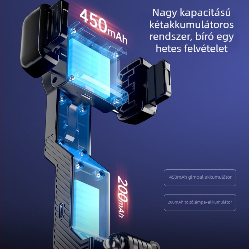 AI okos kézi stabilizátor élő közvetítésekhez fényes világítással, kihúzható alumínium ötvözetes telefon-tartó, Bluetooth távirányító, képstabilizálás