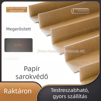 L-típusú papír sarokvédő, anyag: kraftpapír, gyártási folyamat: extrudálás, márka Zhida, nyomtatott logó