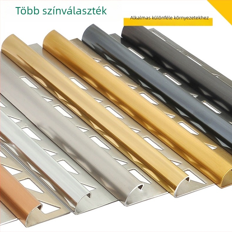 304 rozsdamentes acélból készült sarokvédő csempéhez, ESR-100, ívelt él, beépített élzáró, modern minimalist stílus