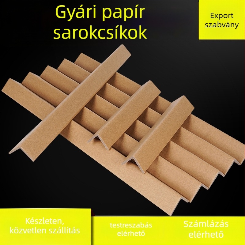 Kraftpapír sarokvédő, L- és U-alakú, csomagoláshoz és ütközés elleni védelemhez, logóval ellátva