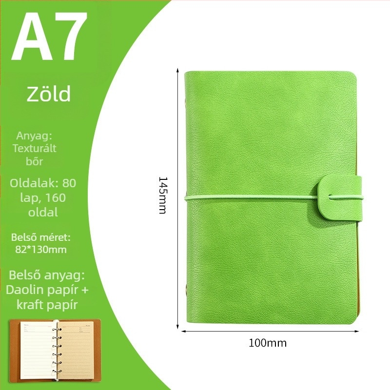 Oldható lapokkal ellátott notesz műbőr borítóval, Dowling papírral, 80 oldal, 100 gsm, üzleti iroda stílus