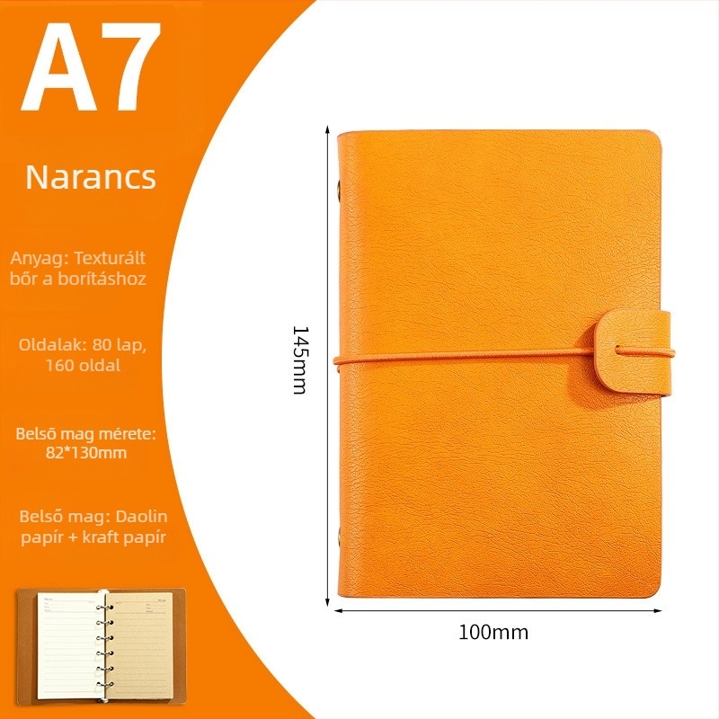 Oldható lapokkal ellátott notesz műbőr borítóval, Dowling papírral, 80 oldal, 100 gsm, üzleti iroda stílus