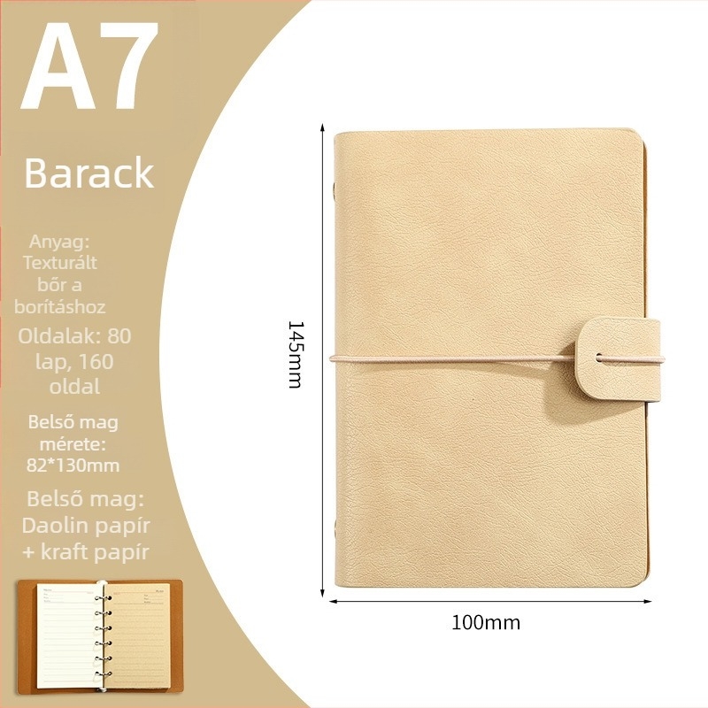 Oldható lapokkal ellátott notesz műbőr borítóval, Dowling papírral, 80 oldal, 100 gsm, üzleti iroda stílus