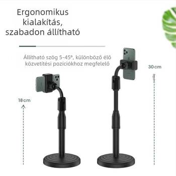 Asztali telefon-tartó korongos felső tartóval, műanyag, Star Whit, asztali rögzítés, testreszabható