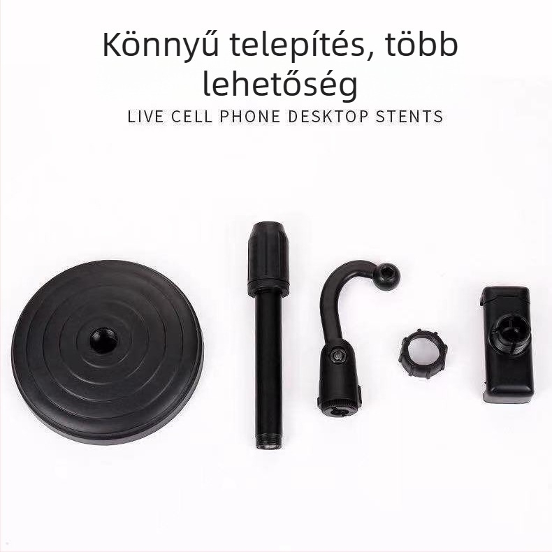 Asztali telefon-tartó korongos felső tartóval, műanyag, Star Whit, asztali rögzítés, testreszabható