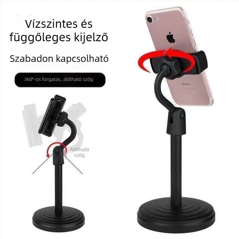 Asztali telefon-tartó korongos felső tartóval, műanyag, Star Whit, asztali rögzítés, testreszabható