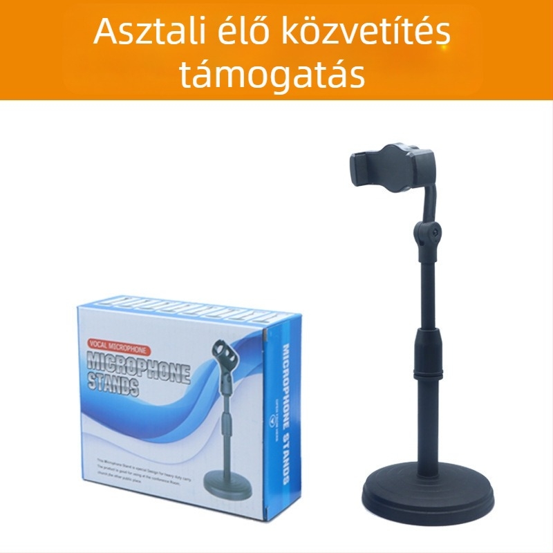 Asztali telefon-tartó korongos felső tartóval, műanyag, Star Whit, asztali rögzítés, testreszabható
