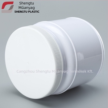 Átlátszó PET tartály fehérje porhoz, széles nyílású, 1000 ml, műanyag kupakkal