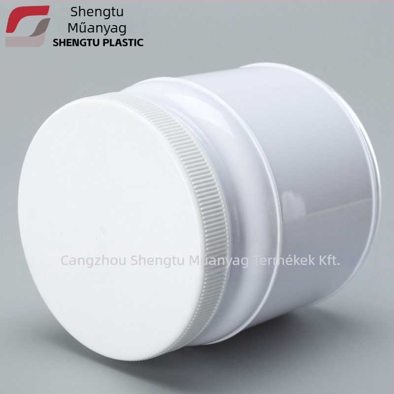 Átlátszó PET tartály fehérje porhoz, széles nyílású, 1000 ml, műanyag kupakkal