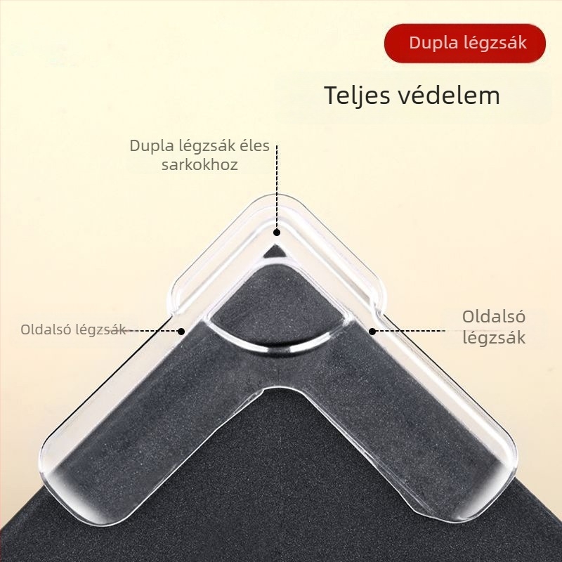 Ablaksarok légzsákos védője, derékszögű üveg élvédő, átlátszó, puha él