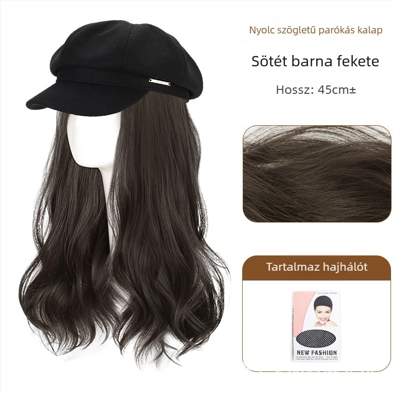 Női beret paróka: rövid, egyenes haj oldalsó frufruval, hőálló huzal, koreai stílus.