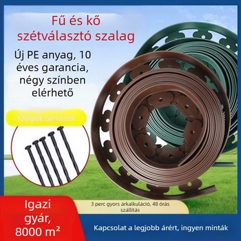 Fű- és kő izolációs szalag kertépítéshez, PE anyag, kertek elválasztása