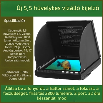 Vizuális horgony-kijelzővel rendelkező halászati sonár (Újratölthető, mélység 0,6–30 m, Fisherman)