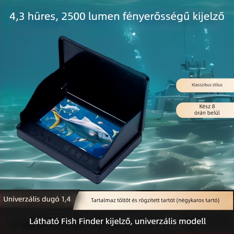 Vizuális horgony-kijelzővel rendelkező halászati sonár (Újratölthető, mélység 0,6–30 m, Fisherman)