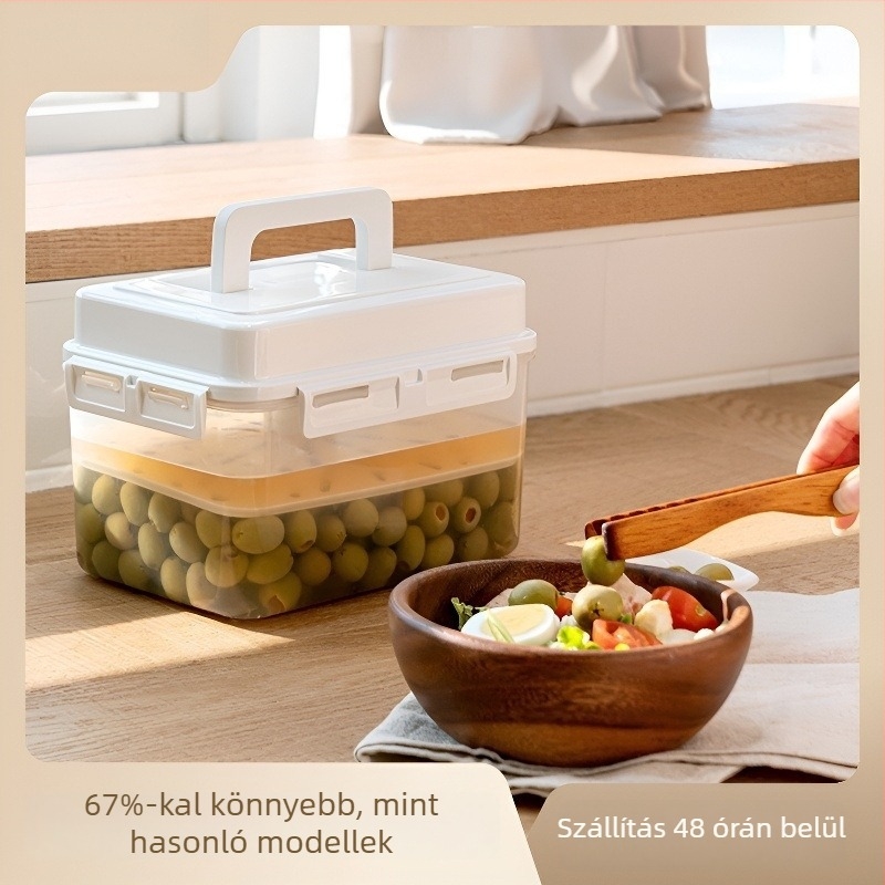 Koreai stílusú prészáró záróüveg savanyúságokhoz, élelmiszer-minőségű műanyagból, négyzetes alak, kapacitás 4,1–5 L