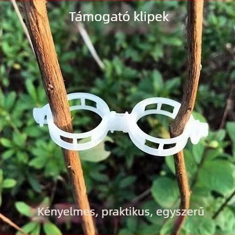 Műanyag növényrögzítő klip – házikerti alkalmazás, szőlő- és ág kötözésre