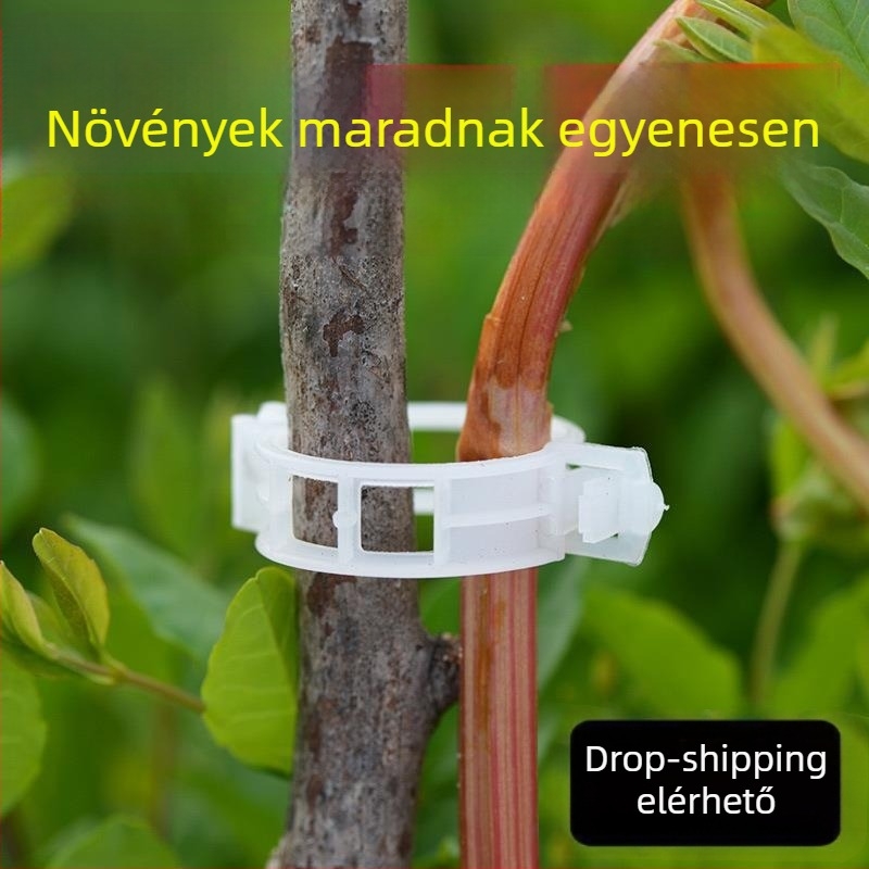 Műanyag növényrögzítő klip – házikerti alkalmazás, szőlő- és ág kötözésre