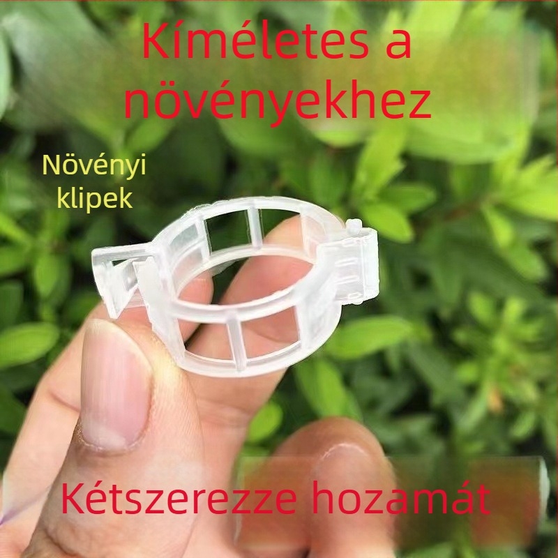 Műanyag növényrögzítő klip – házikerti alkalmazás, szőlő- és ág kötözésre