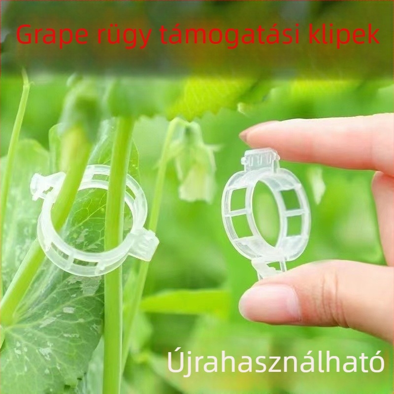 Műanyag növényrögzítő klip – házikerti alkalmazás, szőlő- és ág kötözésre