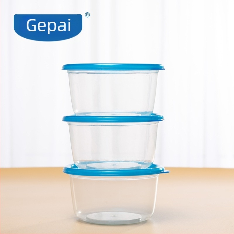 Gepai Élelmiszer-minőségű műanyag hűtőszekrényes tároló fedővel, kerek, 301–500 ml, frissesség megőrzése, mikrohullámú sütőben használható