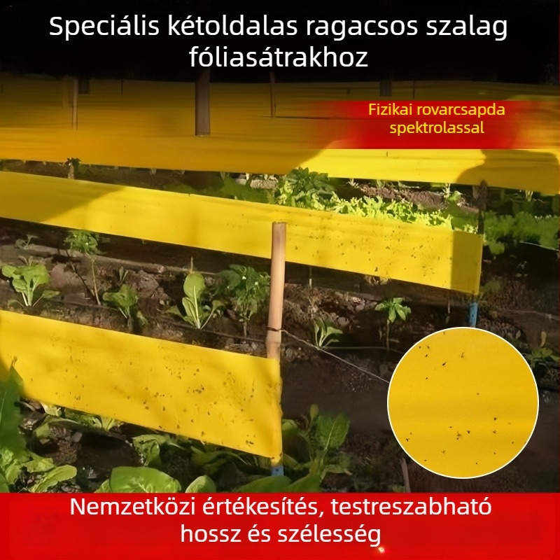 Kétoldalas, sárga ragadós csapdaszalag kártevők ellen – vízálló megoldás üvegházakhoz és gyümölcsfákhoz