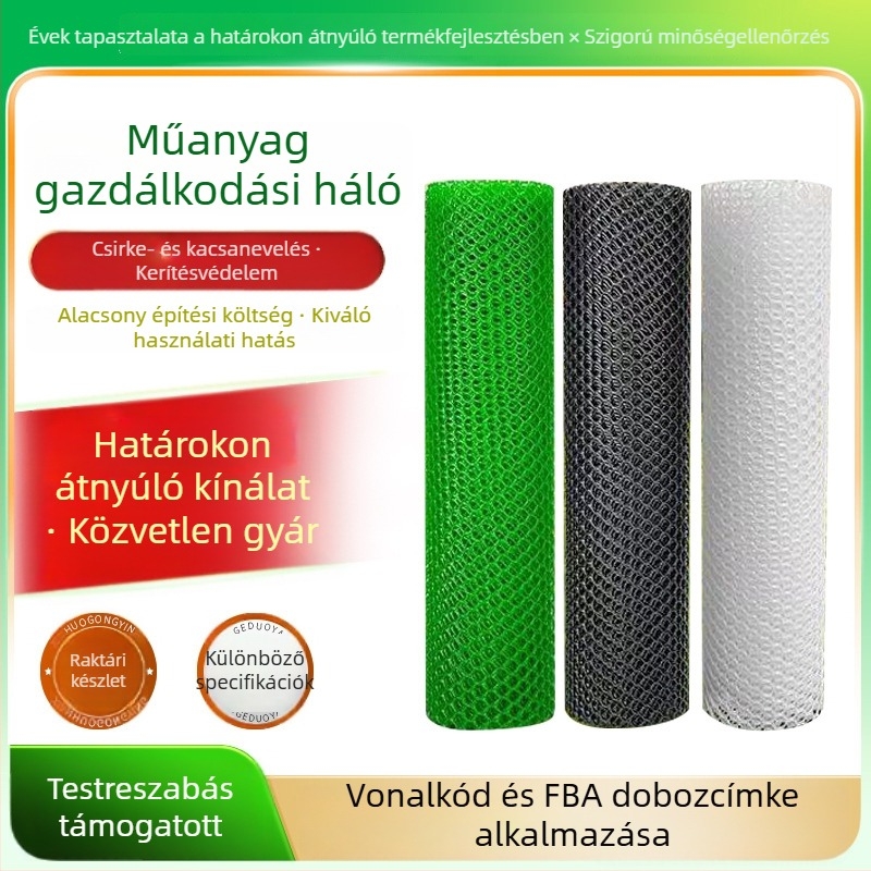 Fekete négyzetrácsos műanyag kerítés baromfi, kacsák és halastó számára