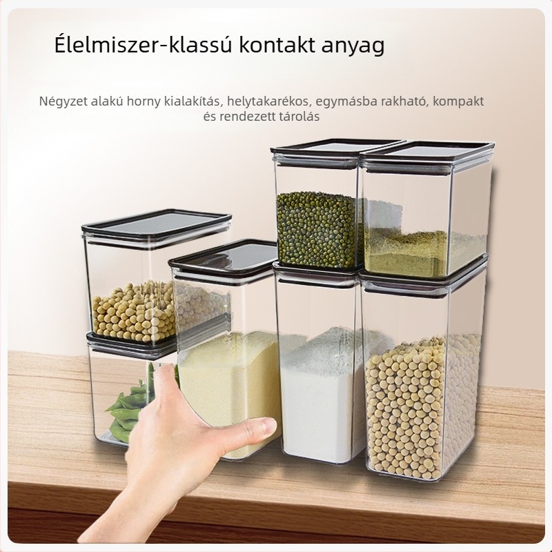 Zárható műanyag tároló doboz négyzetes alakú, Koreai stílus, 800–1000 ml