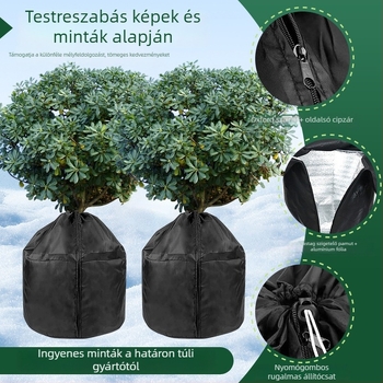 Cserepes növények fagyvédelmi takarója, növényvédő burkolat, nem szövött anyagból készült hőszigetelő borítás virágokhoz
