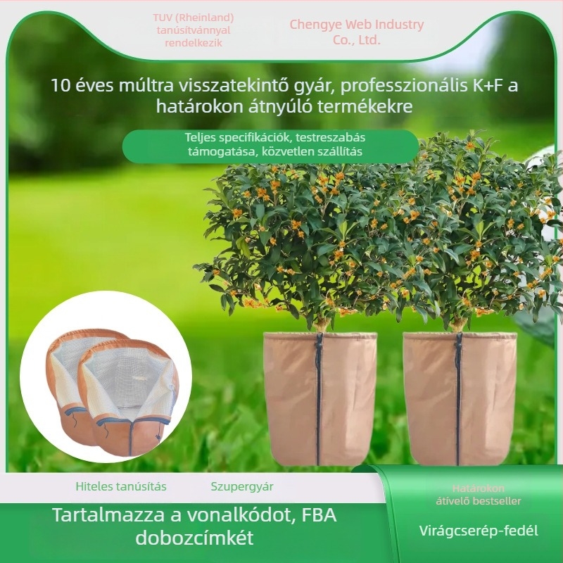 Virágcserepek védő burkolat, hőszigetelő borítás bonsai és kertészeti növények számára, fagykár elleni védelem gyümölcsfákhoz, környezetbarát