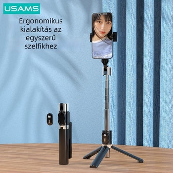 USAMS háromlábú selfie bot univerzális telefonokhoz, 360° forgás, Bluetooth telefonállvány