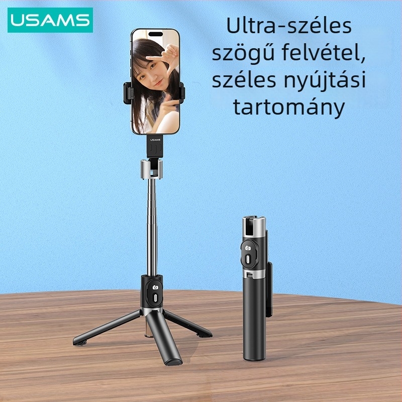 USAMS háromlábú selfie bot univerzális telefonokhoz, 360° forgás, Bluetooth telefonállvány