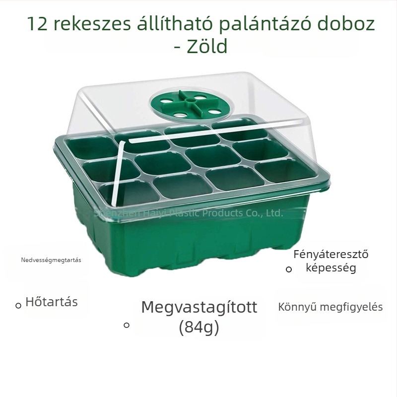Állítható légáteresztő fedéllel rendelkező három darabos palántaedény-készlet, 6 és 12 lyukkal, vetéshez, hő- és nedvességtartáshoz