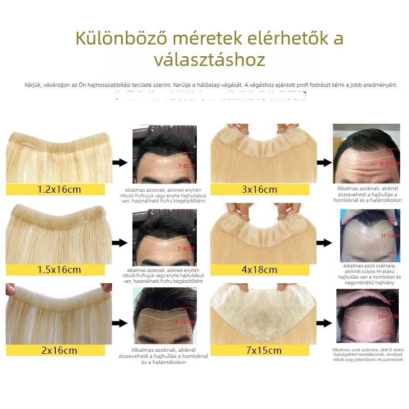 Frufru paróka – emberi hajból, kézi szövésű, egyenletes és ferde frufru, hőhatásra festhető, modell A119
