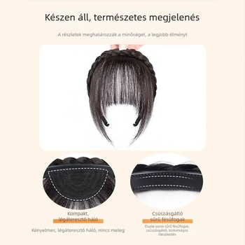 Ember hajából készült paróka frufruval és halszálka fonat fejpánttal, integrált koronázó magasság, 15 cm hosszú