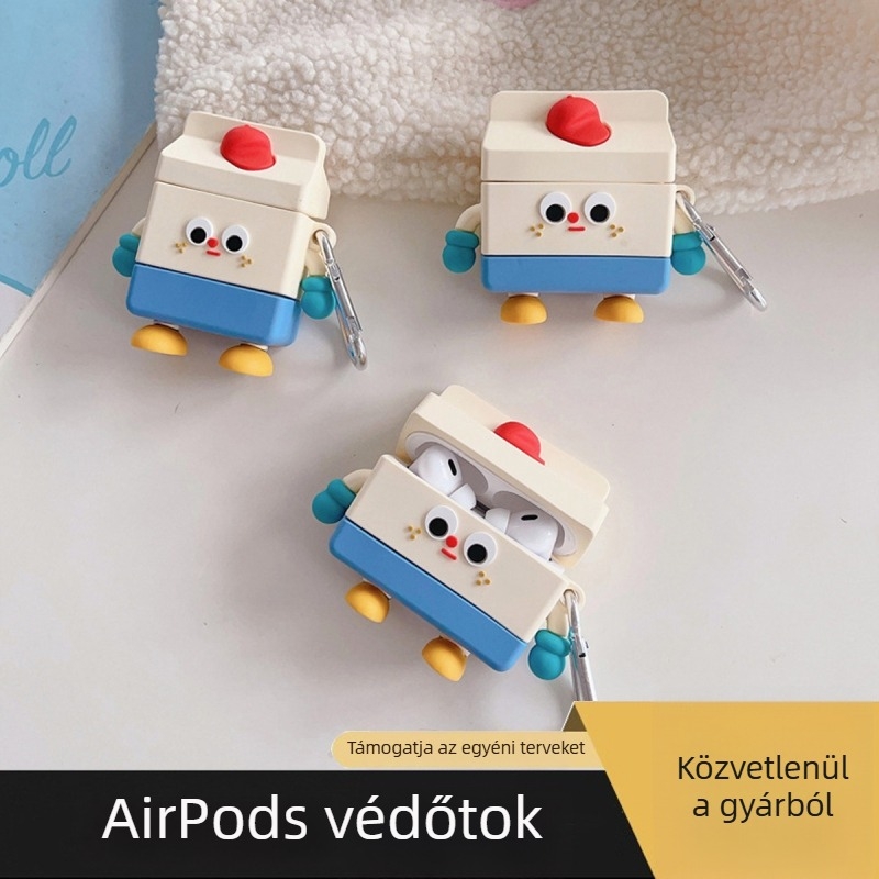 Szilikon védőtok Cartoon Milk Box Apple AirPods 4 és AirPods Pro 2 számára