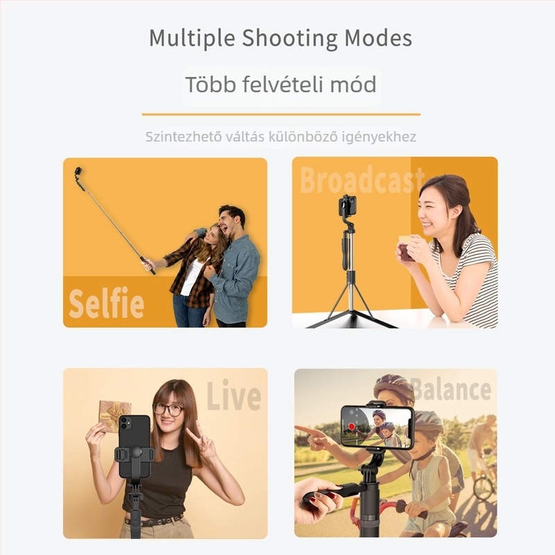 L05 Bluetooth Selfie Bot Tripod Stabilizációval, Bluetooth Távirányítóval, ABS+Alumíniumötvözet