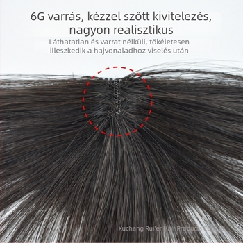 Női paróka frufruval, valódi emberi hajból, kis frufru, kézzel szőtt, francia stílus, könnyed természetes hatás, festhető