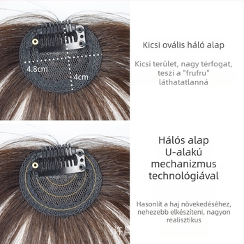 Női paróka frufruval, valódi emberi hajból, kis frufru, kézzel szőtt, francia stílus, könnyed természetes hatás, festhető