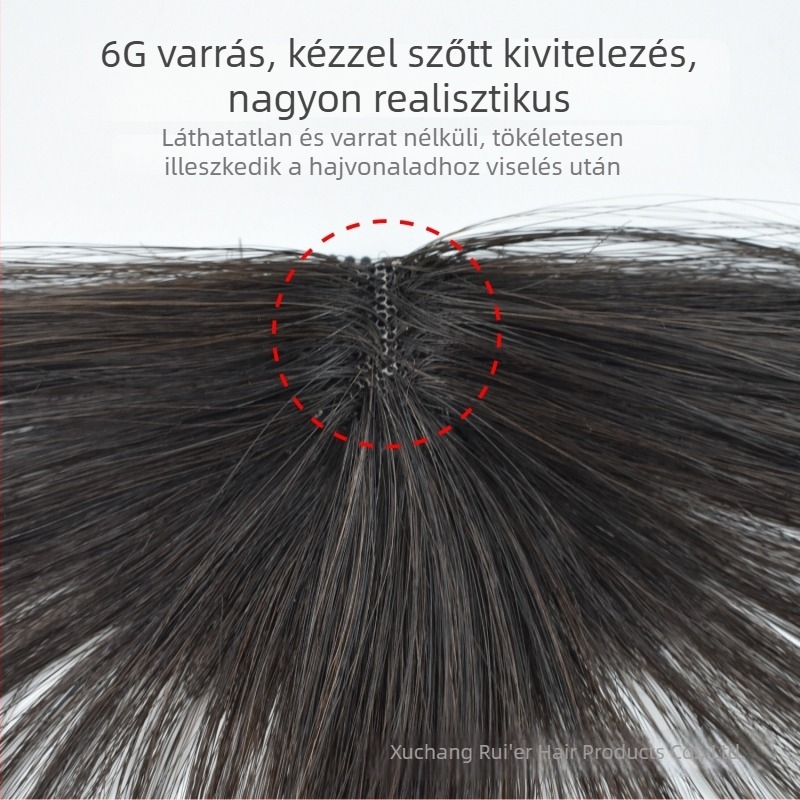 Női paróka frufruval, valódi emberi hajból, kis frufru, kézzel szőtt, francia stílus, könnyed természetes hatás, festhető