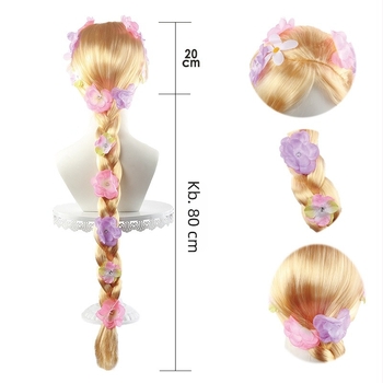 Rapunzel hosszú hajú hercegnő paróka nagy copfival – cosplayra és bulikba