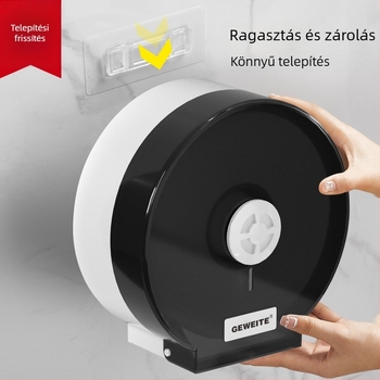 Falihoz szerelt nagy tekercses toalettpapírtartó forgó záras, műanyagból, vízálló