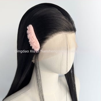 Lace-front paróka, hosszú egyenes haj, hőálló szintetikus rostból, félig kézi horgolással készült, festhető és dauerolható.