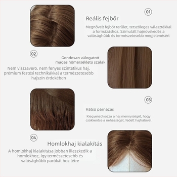 Női paróka koreai stílusban, hosszú, egyenes barna haj, lace front, teljes paróka